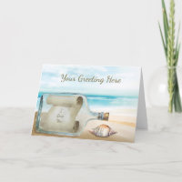 Mensaje de playa náutica en tarjeta de felicitació