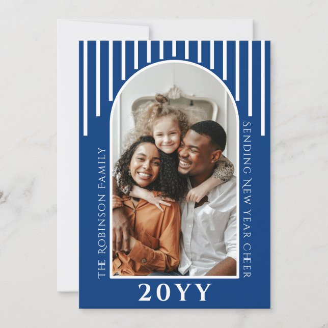 Festiva Mensaje de tarjeta de foto de Año Nuevo moderno en (Anverso)