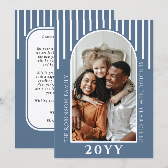 Festiva Mensaje de tarjeta de foto de Año Nuevo moderno en (Anverso / Reverso)