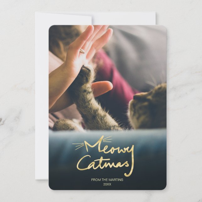 Festiva Meowy Catmas | Graciosa tarjeta de fotos de Navida (Anverso)