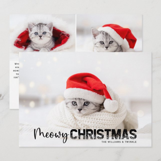Festiva Meowy Navidades 3 Tarjeta de vacaciones para Masco (Anverso / Reverso)