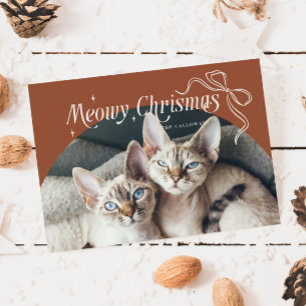 Festiva Meowy Navidades Cat Foto Tarjeta de vacaciones Ter