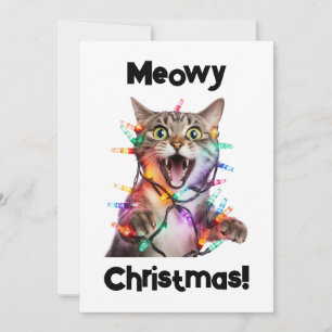 Festiva Meowy Navidades Gato Fun de la tarjeta navideña