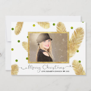 Festiva Merry Christmas Gold Purpurina Script - Tarjeta fo