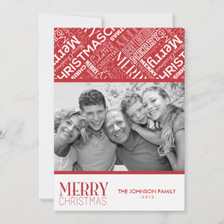 Festiva Merry Christmas Text Design 5x7 Tarjeta plana