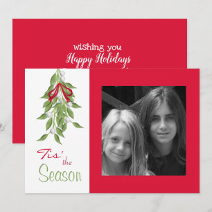 Festiva Merry Mistletoe con tarjeta de foto de vacaciones