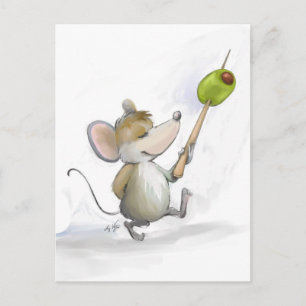 Festiva Merry Mouse Moe con postal de oliva