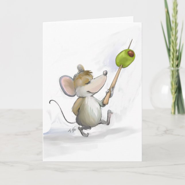 Festiva Merry Mouse Moe con tarjeta Olive Blank (Anverso)