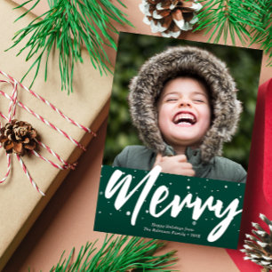Festiva MERRY   tarjeta de vacaciones con letras blancas