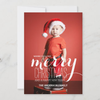 Festiva Merry Wishes Navidades | Tarjeta fotográfica de va