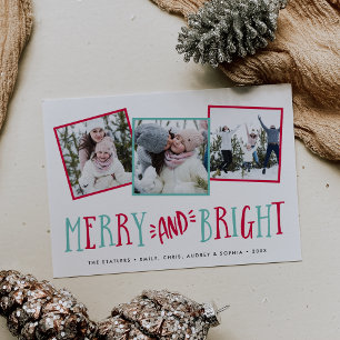 Festiva Merry y Bright Tarjeta de Collage de fotos de va