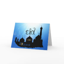 Mezquita Eid Mubarak con tarjeta de vacaciones de 
