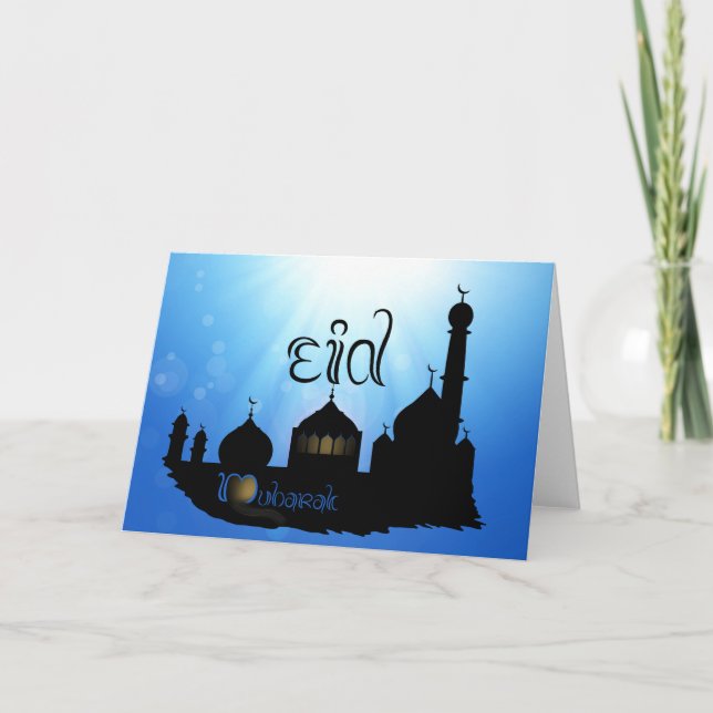 Festiva Mezquita Eid Mubarak con tarjeta de vacaciones de  (Anverso)