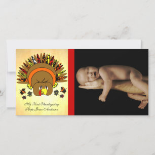 Festiva Mi primera tarjeta de foto de Thanksgiving Cute Tu