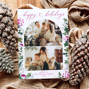 Festiva Moda moderna caligrafía rosa tarjeta de vacaciones