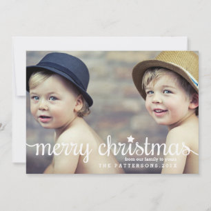 Festiva Moderna tarjeta de fotos Big Two para Feliz Navida