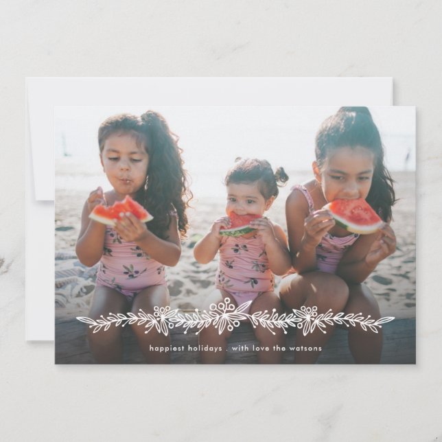 Festiva Moderna tarjeta de fotos navideña Mistletoe Holida (Anverso)