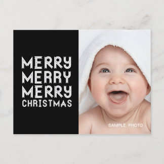 FESTIVA MODERNO MERRY CHRISTMAS FOTO POSTAL CARTA NEGRO
