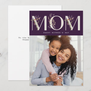 Festiva MOM   tarjeta morada moderna de la madre