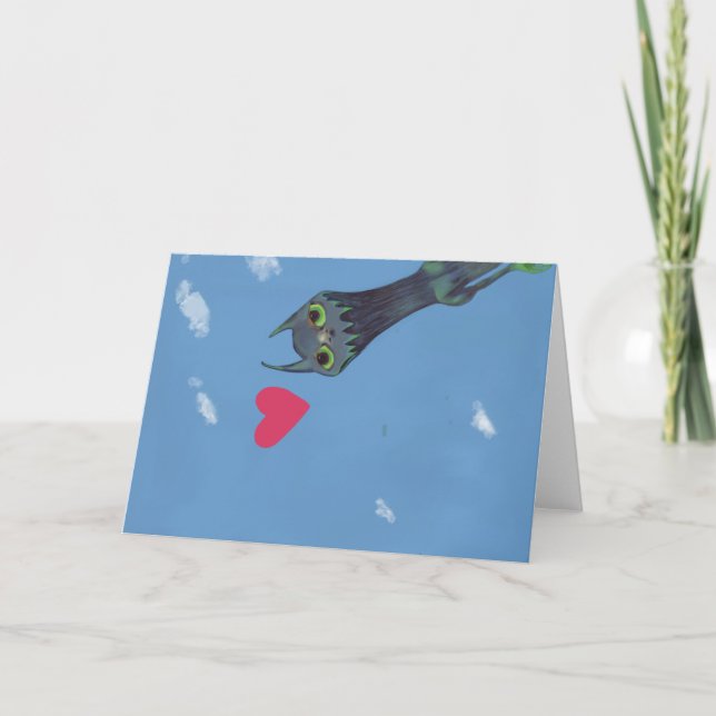 Festiva Monstruo azul en tarjeta de amor (Anverso)