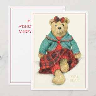 Festiva MRS. Tarjeta de Navidades planos BEAR 5x7