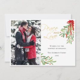 Festiva Muérdago Paz y Amor | Tarjeta de Foto de Vacacione