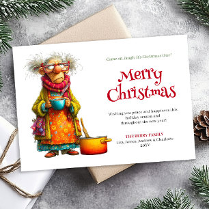 Festiva Mujer de humor navideño Tarjeta de saludo personal