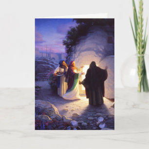 Festiva Mujeres en la tarjeta de pascua vacía de la tumba