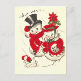 Festiva Muñeco de nieve del vintage y postal de Snowwoman