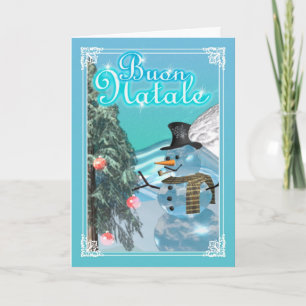Festiva Muñeco de nieve italiano de la tarjeta de las