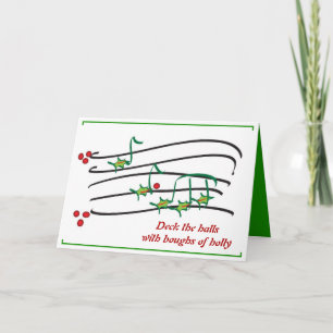 Festiva Music Holly Berries 1 tarjeta de Navidades contemp