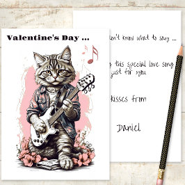 Festiva Músico de canto de amor al gato Feliz tarjeta de S