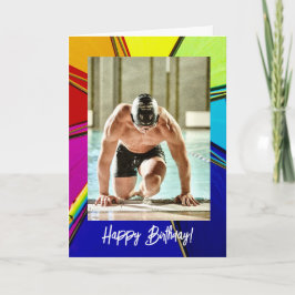 Festiva Nadador Muscular Masculino, Tarjeta de Cumpleaños