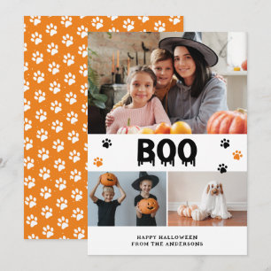 Festiva Naranja Boo Mascota foto tarjeta Happy Halloween