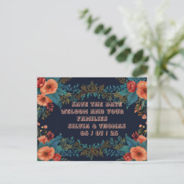 Festiva Naranja de marco floral Flores Boda postal