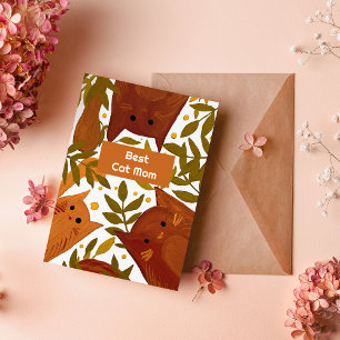 Festiva Naranja quemado Gatos y ramas Mejor tarjeta de vac