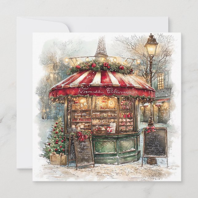 Festiva "Navidad En París Tarjeta de Vacaciones (Anverso)