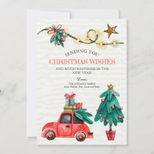 Festiva Navidades acuarela Detalles de la tarjeta de vacac