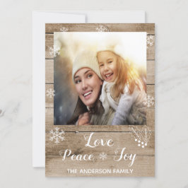 Festiva Navidades adoran la paz alegría rústica tarjeta de