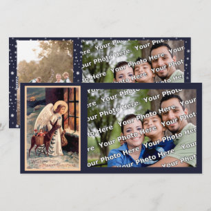 Festiva Navidades Angel con tarjeta fotográfica de ciervo