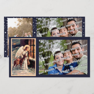 Festiva Navidades Angel con tarjeta fotográfica de ciervo
