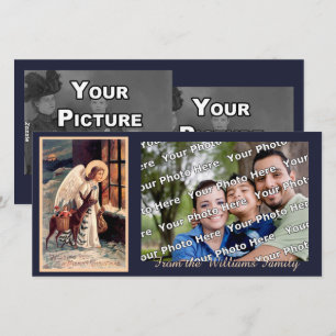 Festiva Navidades Angel con tarjeta fotográfica de ciervo