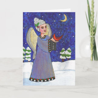Festiva Navidades Ángel y Cardenal - Tarjeta de vacaciones