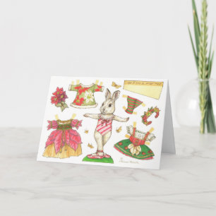 Festiva Navidades Ballerina Bunny tarjeta de muñeca de pap