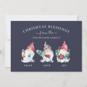 Festiva Navidades bendiciendo tarjeta de vacaciones Gnome