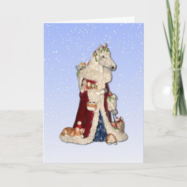 Festiva Navidades Caballo con tarjeta de felicitación Corg (Anverso)