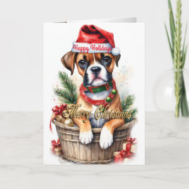 Festiva Navidades cachorro con tarjeta de vacaciones "Boxe