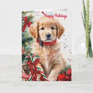 Festiva Navidades cachorro en la tarjeta de vacaciones "Go