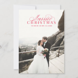 Festiva Navidades casados recién casados Tarjeta fotográfi