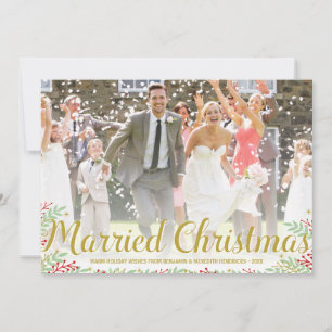 Festiva Navidades casados   Tarjeta fotográfica de vacacio